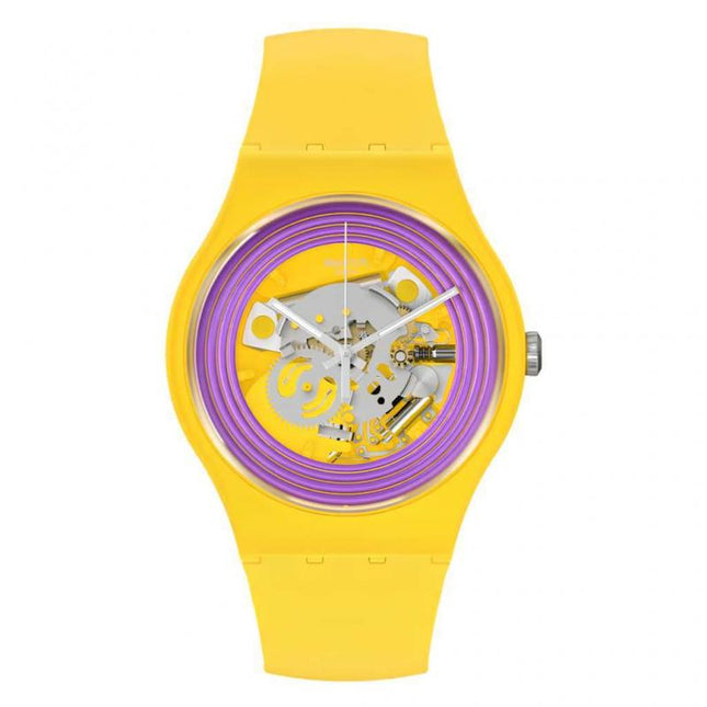 SWATCH SO29J100 PURPLE RINGS YELLOW