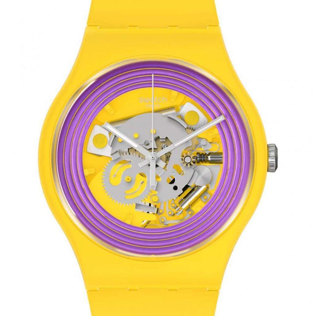 SWATCH SO29J100 PURPLE RINGS YELLOW