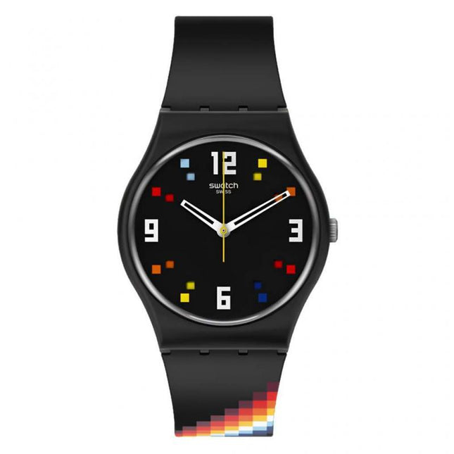 SWATCH SO28B705 BLACK CAROUSEL SQUARES