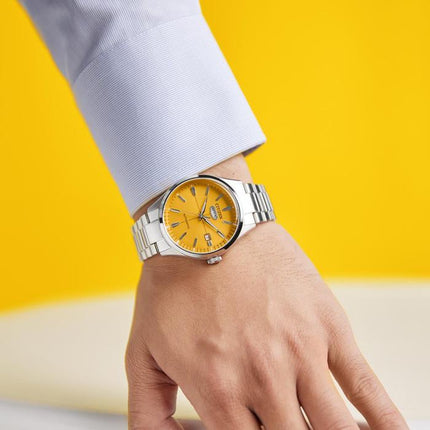 Citizen C7 Mechanical NH8391-51Z Crystal Seven Reissue Men Yellow Dial Stainless Steel Strap