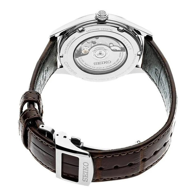 Seiko Presage SPB039J1 Automatic White Dial Brown Leather Strap