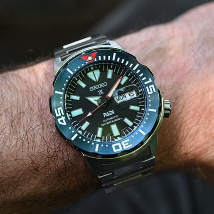 Seiko Prospex SRPE27K1 Monster PADI Black Dial Stainless Steel Strap Special Edition