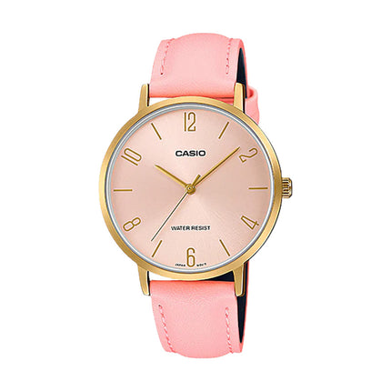 Casio General LTP-VT01GL-4BUDF Ladies Light Pink Dial Light Pink Leather Band
