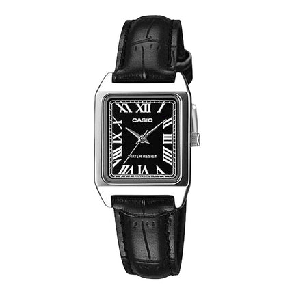Casio General LTP-V007L-1BUDF Tank Black Dial Black Leather Band