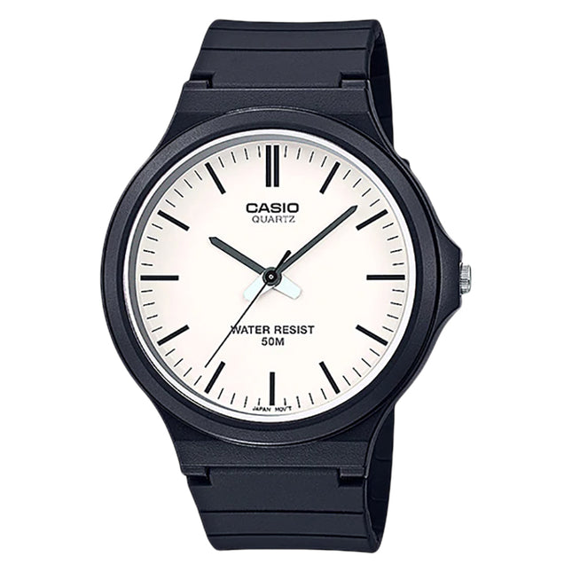 Casio General MW-240-7EVDF Men Analog White Dial Black Resin Band