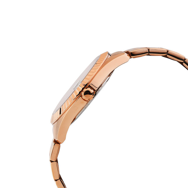 Alba Prestige AS9J90X1 Silver White Dial Rose Gold Stainless Steel Strap