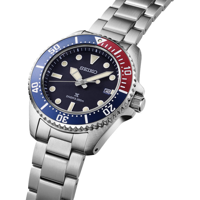Seiko Prospex SNE595P1 Solar Diver Pepsi Blue Dial Stainless Steel Strap