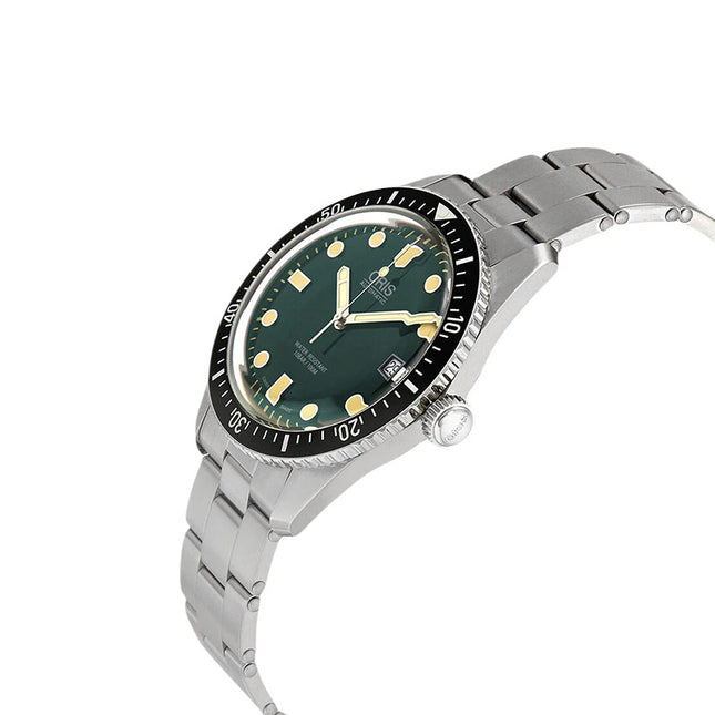 Oris Divers Sixty Five 01-733-7720-4057-07-8-21-18 Green Dial Stainless Steel Strap