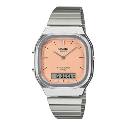 Casio General AQ-240E-4ADF Vintage Peach Digital Analog Dial Stainless Steel Band
