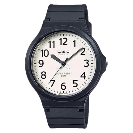 Casio General MW-240-7BVDF Men Analog White Dial Black Resin Band