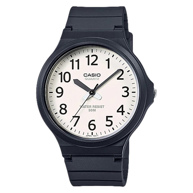 Casio General MW-240-7BVDF Men Analog White Dial Black Resin Band