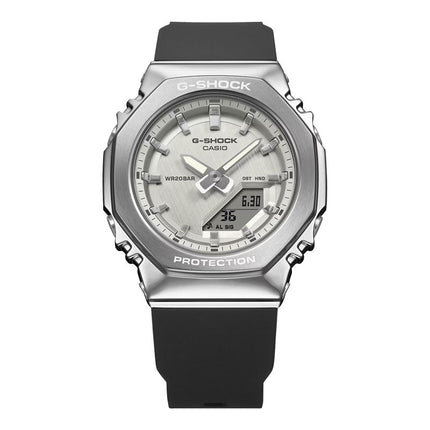 Casio G-Shock GM-S2110-1A7DR CasiOak Silver Digital Analog Dial Black Resin Band