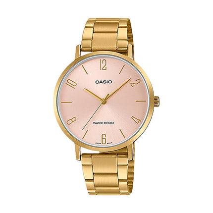 Casio General LTP-VT01G-4BUDF Ladies Light Pink Dial Gold Stainless Steel Band