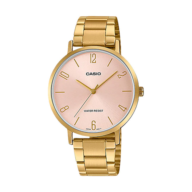 Casio General LTP-VT01G-4BUDF Ladies Light Pink Dial Gold Stainless Steel Band