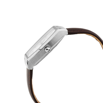 Alba Active AG8N23X1 Men Silver White Patterned Dial Brown Leather Strap