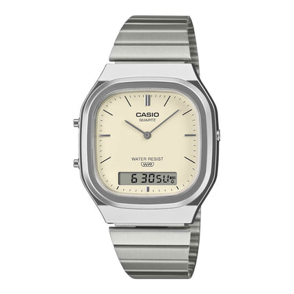 Casio General AQ-240E-7A2DF Vintage Beige Digital Analog Dial Stainless Steel Band