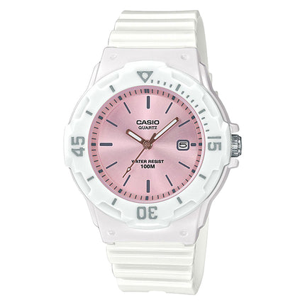 Casio LRW-200H-4E3VDF Ladies Analog Pink Sunray Dial White Resin Band