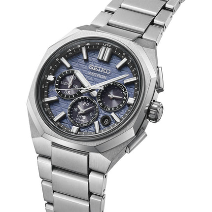 Seiko Astron HAB001J1 GPS Solar Dual Time Chronograph Blue Dial Titanium Strap
