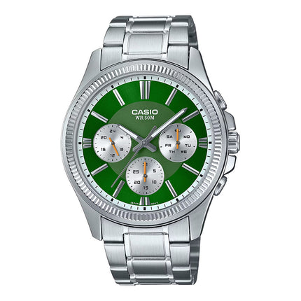 Casio General MTP-1375D-3AVDF Men Green Dial Stainless Steel Band