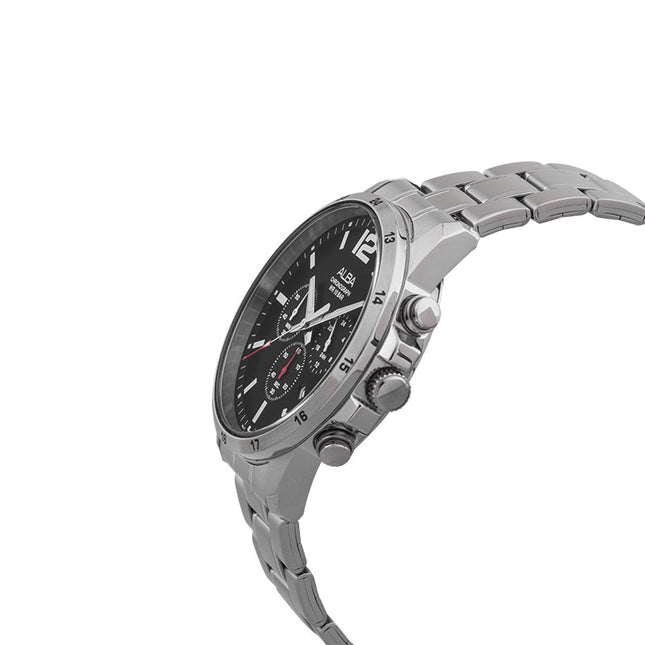 Alba AT3E81X1 Chronograph Men Black Dial Stainless Steel Strap