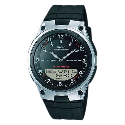 Casio General AW-80-1AVDF Telememo 30 Digital Analog Dial Black Resin Band