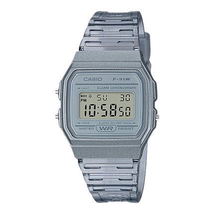 Casio General F-91WS-8DF Digital Dial Light Black Clear Resin Band