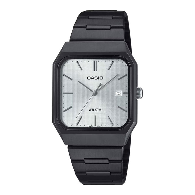 Casio General MTP-B185B-7AVDF Men Silver Dial Black Stainless Steel Band