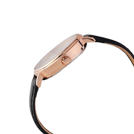 Alba Fashion AG8N88X1 Ladies Silver White Dial Black Leather Strap