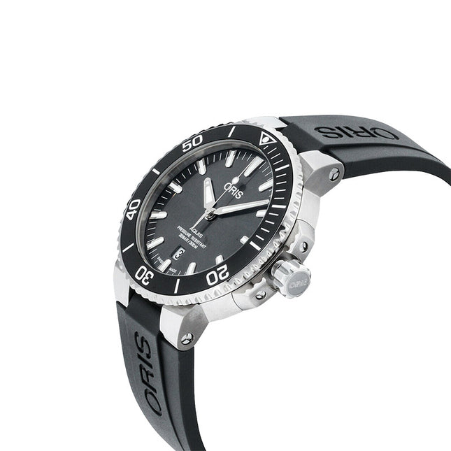 Oris Aquis 01-733-7730-7153-07-4-24-64TEB Titanium Date Men Grey Dial Black Rubber Strap