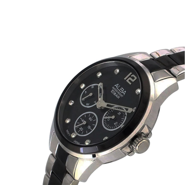Alba Active AP6631X1 Ladies Black Dial Dual Tone Stainless Steel Strap