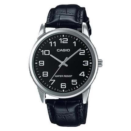 Casio General MTP-V001L-1BUDF Men Black Dial Black Leather Band