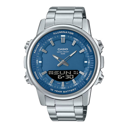 Casio General AMW-880D-2A1VDF Digital Analog Blue Dial Stainless Steel Band