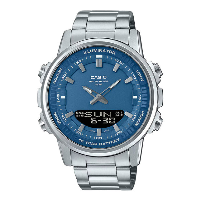 Casio General AMW-880D-2A1VDF Digital Analog Blue Dial Stainless Steel Band