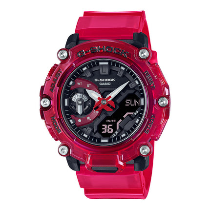Casio G-Shock GA-2200SKL-4ADR Sound Wave Series Digital Analog Dial Red Tranparent Resin Band