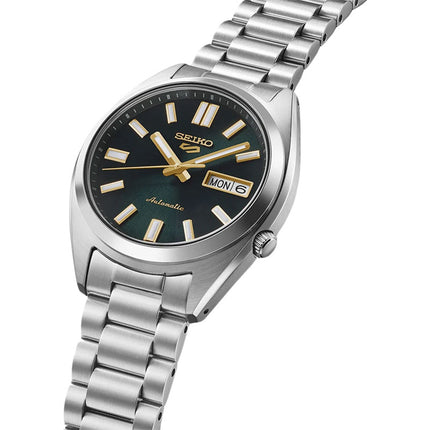 Seiko 5 Sport SRPL57K1 SNXS Vintage Gold Collection In Green Tie Stainless Steel Strap