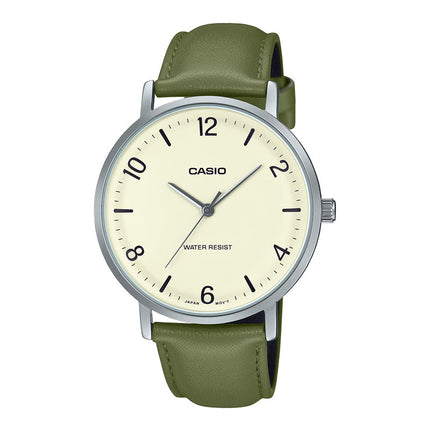 Casio General MTP-VT03L-7BDF Men Analog Dial Green Leather Band