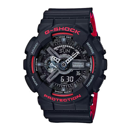 Casio G-Shock GA-110HR-1ADR Black And Red Series Digital Analog Dial Black Resin Band
