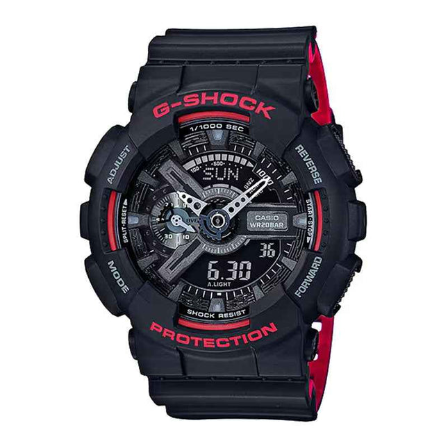 Casio G-Shock GA-110HR-1ADR Black And Red Series Digital Analog Dial Black Resin Band