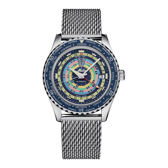 MIDO Ocean Star M026.829.17.041.00 Decompression Worldtimer Dial Blue Rubber Strap + Extra Strap