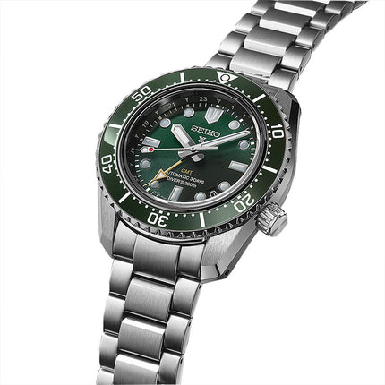 Seiko Prospex SPB381J1 Baby Marinemaster GMT Green Dial Stainless Steel Strap