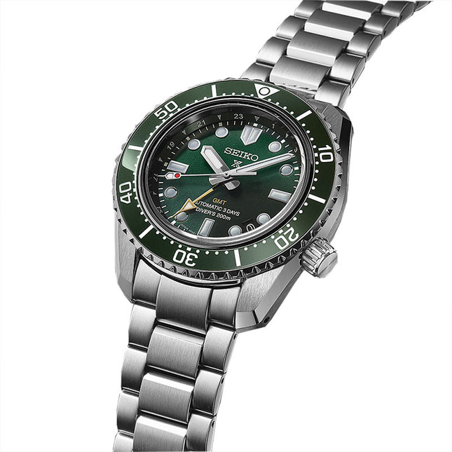 Seiko Prospex SPB381J1 Baby Marinemaster GMT Green Dial Stainless Steel Strap