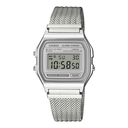 Casio General A158WEM-7DF Vintage Digital Dial Mesh Stainless Steel Band