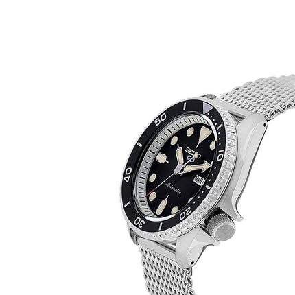 Seiko 5 Sports SRPD73K1 SKX Sports Style Automatic Black Dial Silver Mesh Strap