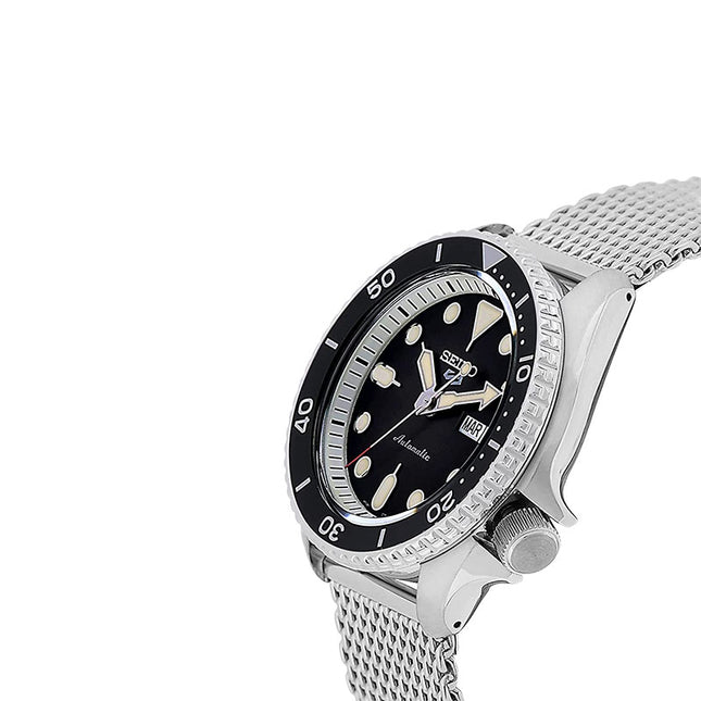 Seiko 5 Sports SRPD73K1 SKX Sports Style Automatic Black Dial Silver Mesh Strap