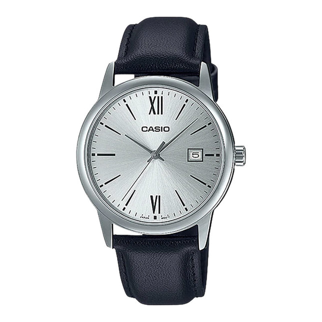 Casio General MTP-V002L-7B3UDF Men Silver Dial Black Leather Band