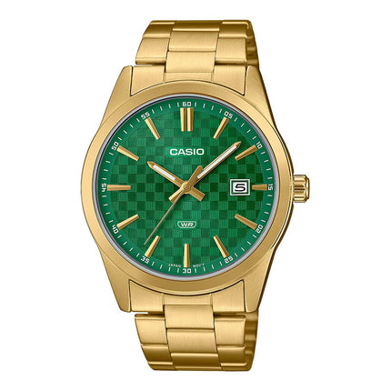 Casio General MTP-VD03G-3AUDF Men Green Dial Gold Stainless Steel Band