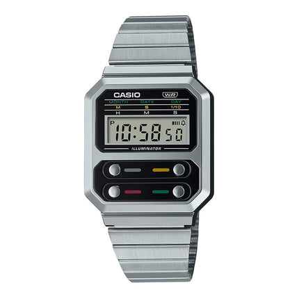 Casio General A100WE-1ADF Digital Dial Stainless Steel Band