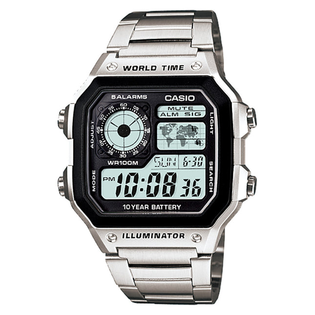 Casio General AE-1200WHD-1AVDF Digital Dial Stainless Steel Band
