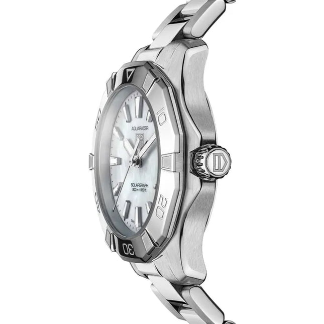 TAG Heuer Aquaracer WBP1312.BA0005 Professional 200 Solargraph White MOP Dial Steel Strap