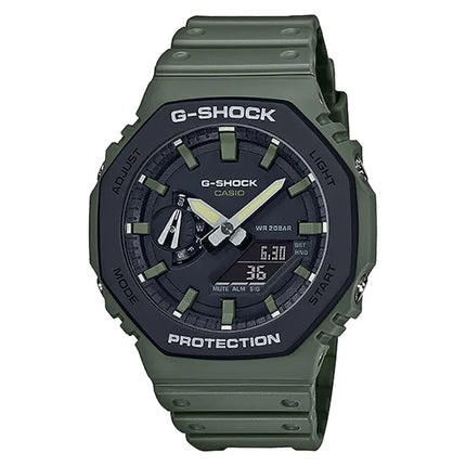 Casio G-Shock GA-2110SU-3ADR Color Series Black Digital Analog Dial Green Resin Band